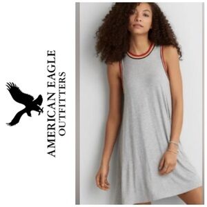 AEO racer back jersey knit swing dress with racing stripe detail